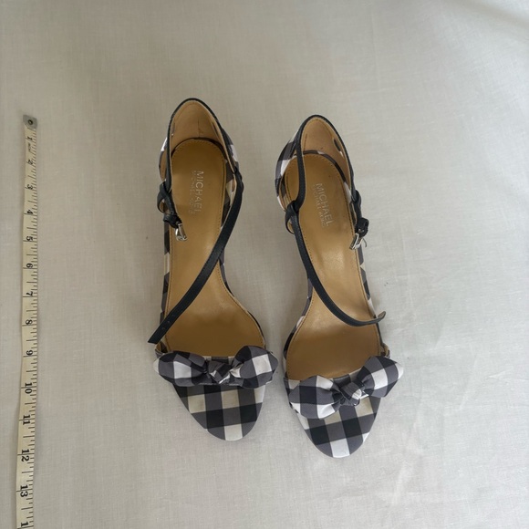 Michael Kors Black and White Checkered Heels - Picture 1 of 9